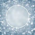 Round winter background with snowflakes.