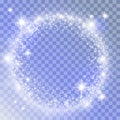 Round winter snow frame border with stars, sparkles and snowflakes Royalty Free Stock Photo