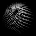 Round wireframe a grid of lines and stripes on a black background Polygon circle pattern design element Abstract graphic round
