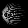 Round wireframe a grid of lines and stripes on a black background Polygon circle pattern design element Abstract graphic round