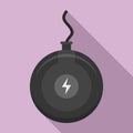 Round wireless charger icon, flat style