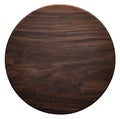 Round wooden cutting board. Round wooden pallet. Scratched dark tone walnut wood plank texture.