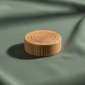 Round wooden object with concentric ring patterns placed on a soft green Royalty Free Stock Photo