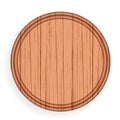 Round wooden plate. Kitchen cutting board vector illustration isolated on white background.