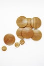 Round wooden plugs for covering screws heads
