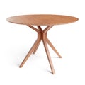 Round wooden retro table. Dining table isolated on white background. Saved clipping path included. 3D render.