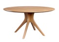 Round wooden retro table. Dining table isolated on white background. Clipping path included. 3D render.