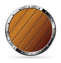 Round wooden shield - isolated on