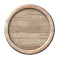 Round wooden signpost or plate made of natural wood and with bright frame