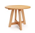 Round wooden table isolated on white background. Clipping path included. 3D render.