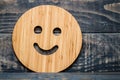 Round Wooden Trivet with Smiley Face