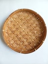 Round woven bamboo tray snack serving dish