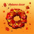 Round wreath of autumn leaves