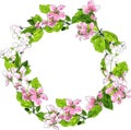 Round wreath with spring tree flowers Royalty Free Stock Photo