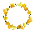 Round wreath with yellow freesia flowers