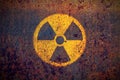 Radioactive nuclear energy radiation warning round yellow and black radioactive ionizing radiation danger symbol