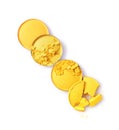 Round yellow crashed eyeshadow for make up as sample of cosmetic product