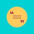 Round yellow quote icon. Vector illustration