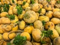 Round yellow radish fruits, farm natural vegetables without genetically modified ingredients