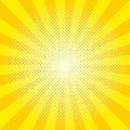 Round yellow sunburst vector texture with halftone Royalty Free Stock Photo