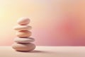 Round zen stones for meditation and concentration on neutral warm colors background with copy space. Calm mood wallpaper. Balance Royalty Free Stock Photo