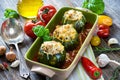 Round zucchini stuffed with meat and mozzarella Royalty Free Stock Photo