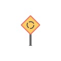 Roundabout ahead colored icon. Element of road signs and junctions icon for mobile concept and web apps. Colored Roundabout ahead