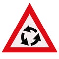 Roundabout ahead warning traffic sign Royalty Free Stock Photo