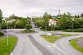 Roundabout in a city centre on a cloudy evening Royalty Free Stock Photo