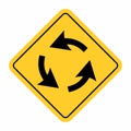 Roundabout crossroad traffic sign