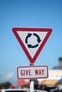 Roundabout Give Way Sign Royalty Free Stock Photo