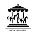 Roundabout horse carousel pixel perfect black glyph icon Royalty Free Stock Photo