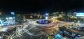 Roundabout intersections with lights night market,