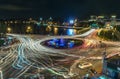 Roundabout intersections with lights night market,