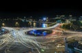 Roundabout intersections with lights night market,