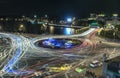 Roundabout intersections with lights night market,