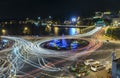 Roundabout intersections with lights night market,