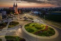 Roundabout of the Opole University of Technology and the church in Szczepanowice Opole, Poland