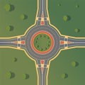 Roundabout road. Crossing of highways by type of ring intersection. Royalty Free Stock Photo