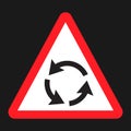 Roundabout sign flat icon, Traffic and road sign