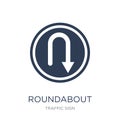 Roundabout sign icon. Trendy flat vector Roundabout sign icon on