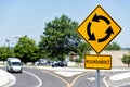 Roundabout sign at intersection Royalty Free Stock Photo