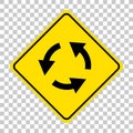 Roundabout sign isolated on transparent background Royalty Free Stock Photo