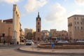 Roundabout traffic clock Square in Tel Aviv Jaffa with clocktower, Israel