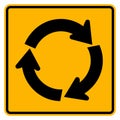 Roundabout Traffic Road Sign,Vector Illustration, Isolate On White Background Label. EPS10 Royalty Free Stock Photo