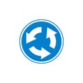 Roundabout traffic sign flat icon,