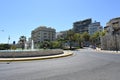 Roundabout with traffic signs in the city of Heraklion in Greece near the port. Royalty Free Stock Photo