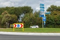 Roundabout with traffic signs near Dutch city Terneuzen Royalty Free Stock Photo