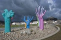 Roundabout with trees painted colors