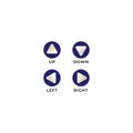 4 Rounded arrows button icon set. Up down left right game control navigation. Ellipse and rounded triangle shape design element Royalty Free Stock Photo